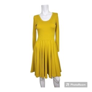 ZARA Mustard Yellow Knee Length Fit & Flare Dress Size S